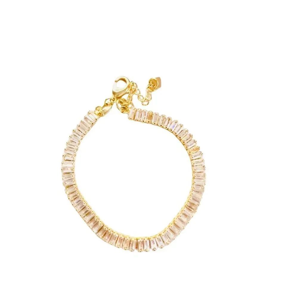 Baguette CZ Diamond Gold Filled Tennis bracelet/anklet non tarnish adjustable